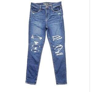 NWOT AMERICAN EAGLE HI-RISE JEGGING NEXT LEVEL STRETCH SIZE 12 FAUX DISTRESSED